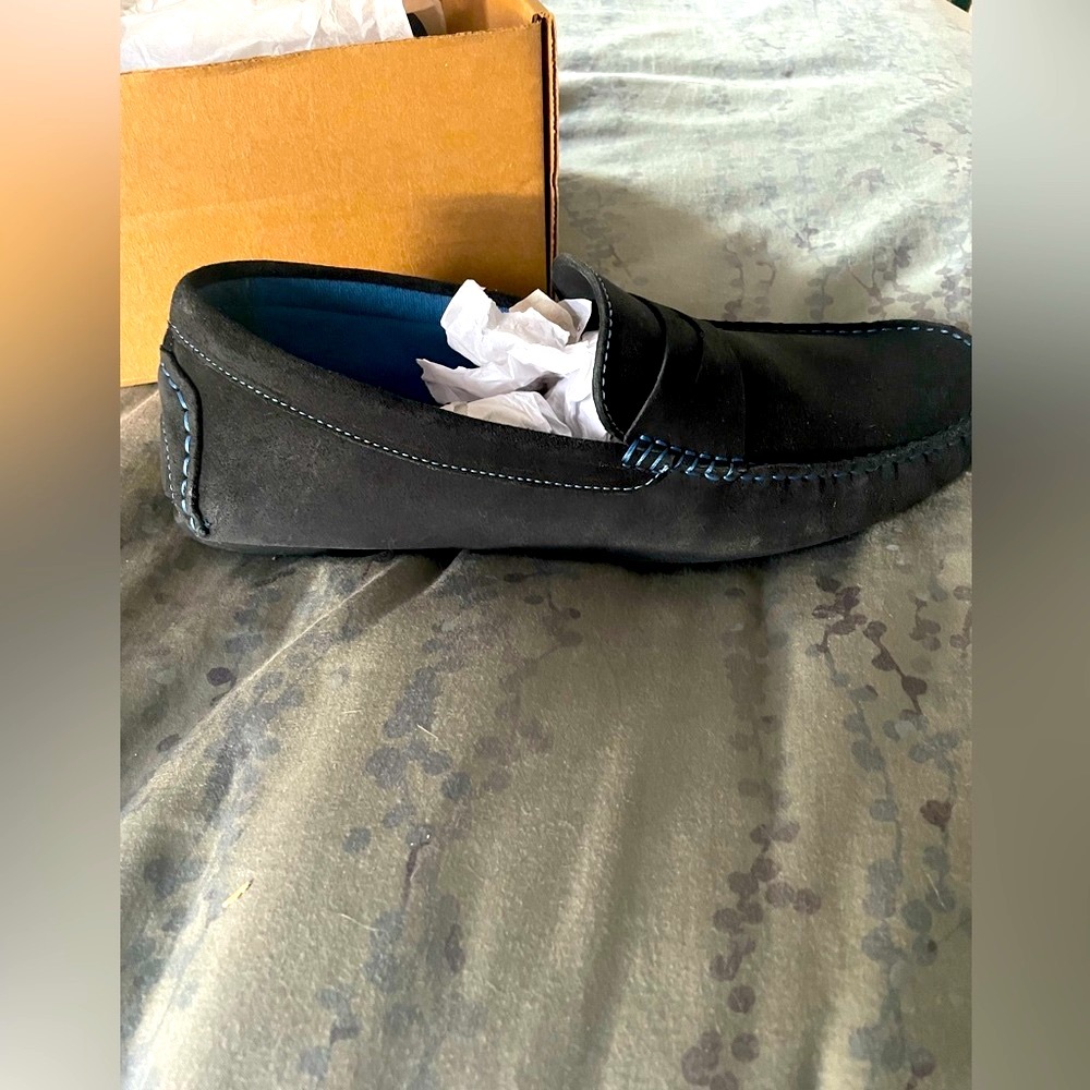 Brand New Donald J Pliner Navy Vazo Nubuck Leather Loafer Moccasins Shoes Men